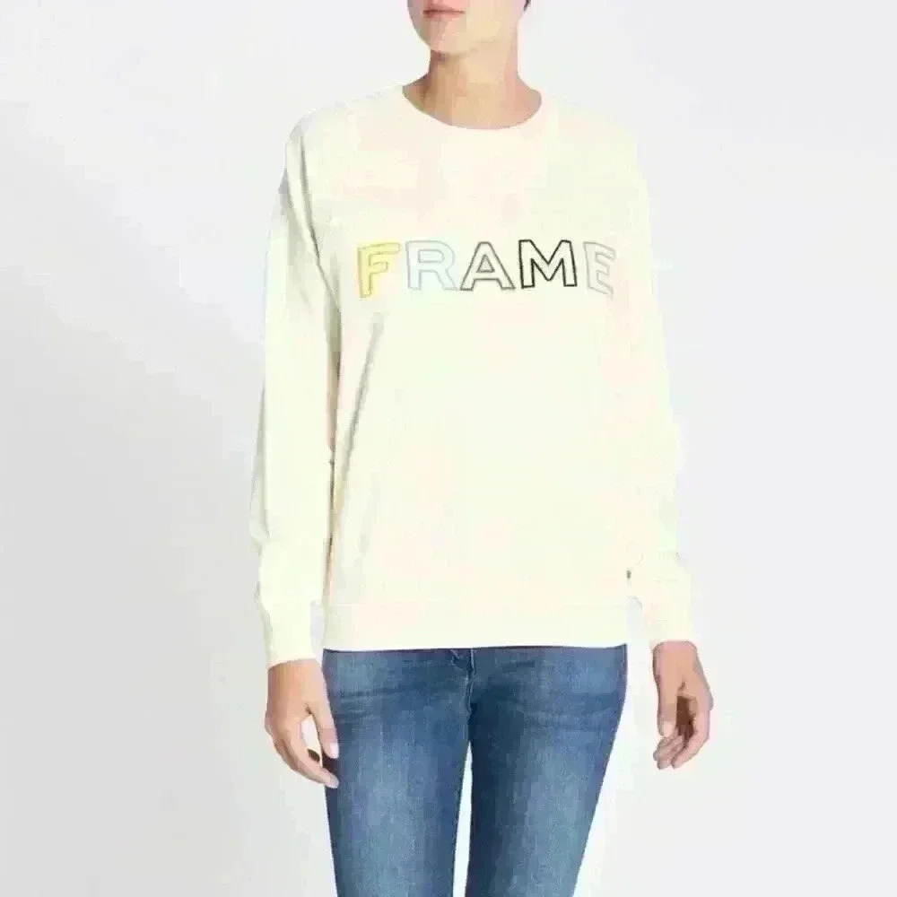 FRAME Embroidered Logo Raglan Pullover Sweatshirt - Picture 16 of 16